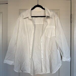 Allie Rose White Oversized Button Down Shirt Size L Minimalist Workwear